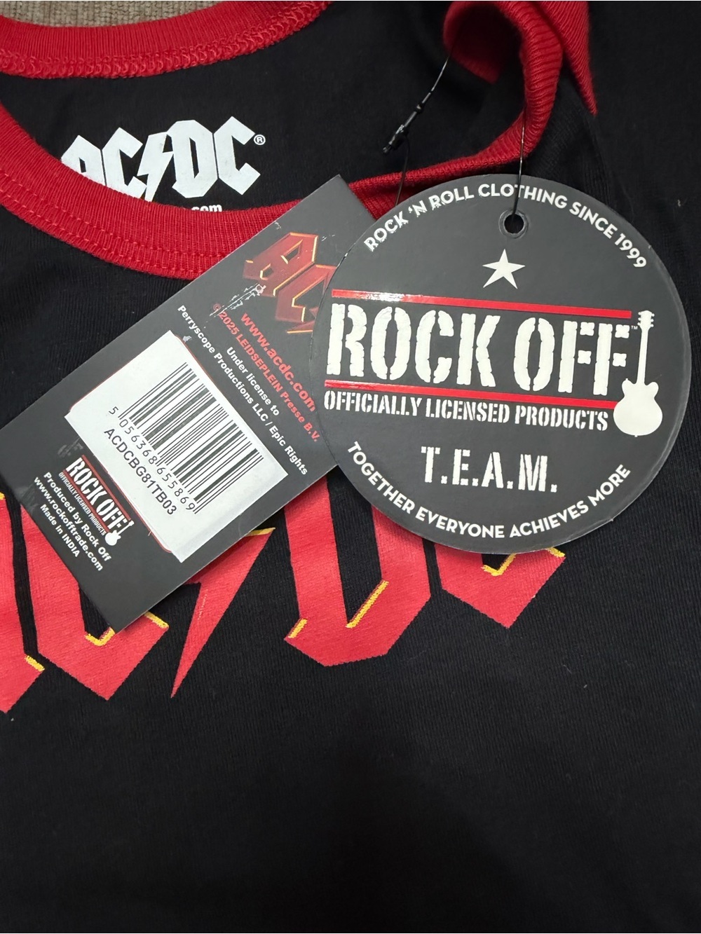 NWT AC/DC Black with Red Trim Onsie - Picture 5 of 5